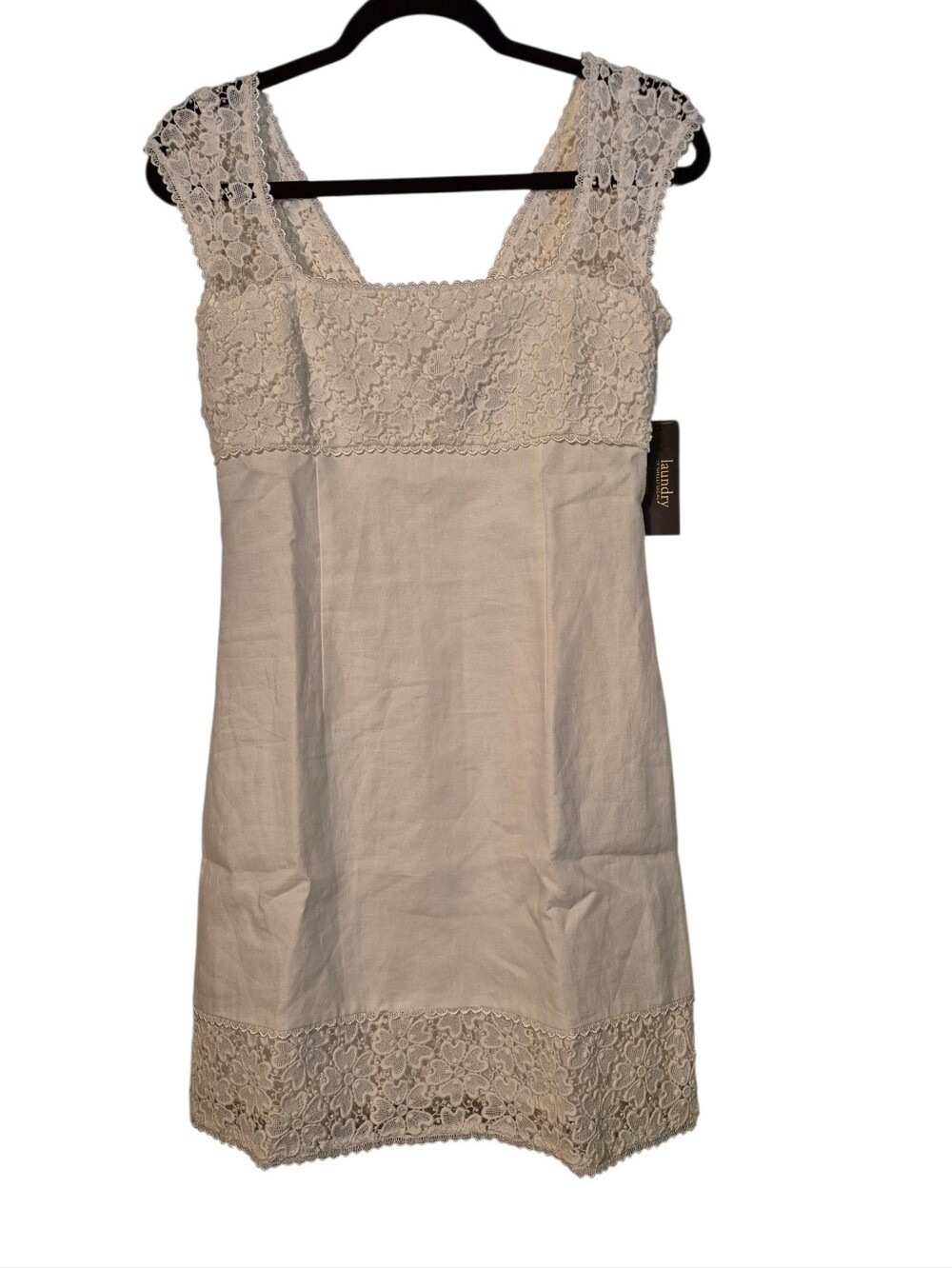 Laundry by Shelli Segal NWT Women's Floral Detailed 100%  Linen Mini Dress 2